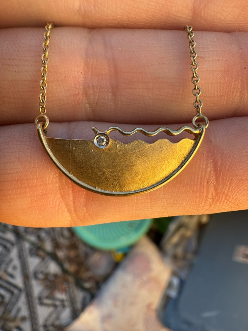 Antique solid 10k gold genuine diamond art deco necklace - Picture 3 of 13